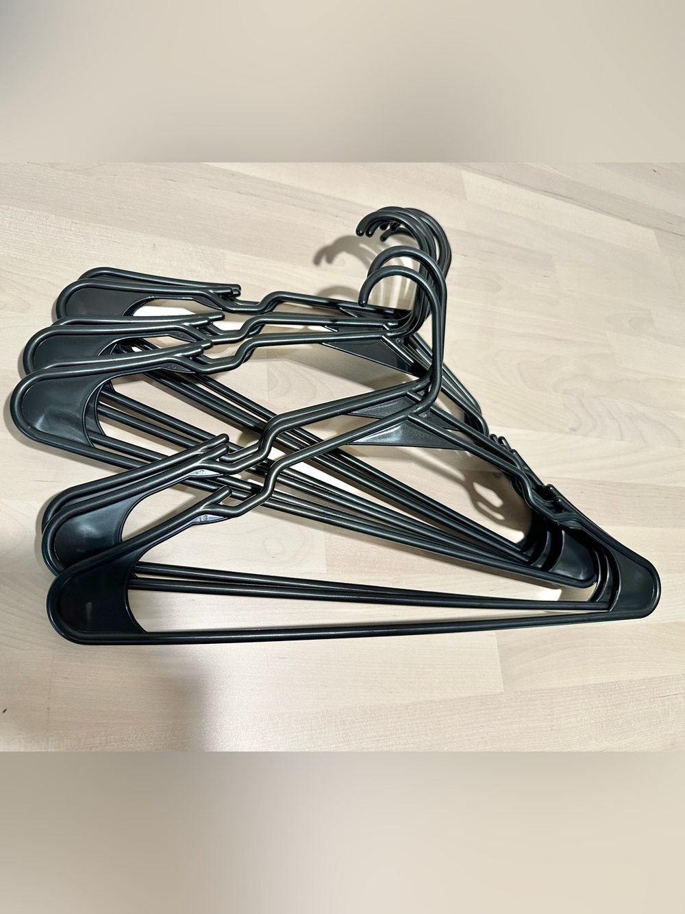 Set of 10 Black Plastic Clothes Hangers